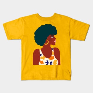 Black Afro Hair Woman Kids T-Shirt